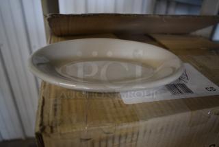 Box of 36 Libbey PWC-33 959PWC33  Princess White 7" x 4" Ultima Cream White Oval Rolled Edge Stoneware Platter