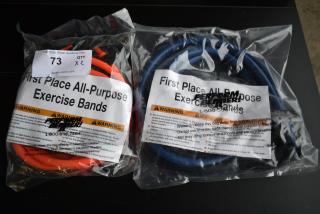 2 BRAND NEW! All Purpose Exercise Bands; Extra Heavy Blue and Medium Orange. 2 Times Your Bid!