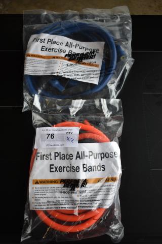2 BRAND NEW! All Purpose Exercise Bands; Extra Heavy Blue and Medium Orange. 2 Times Your Bid!
