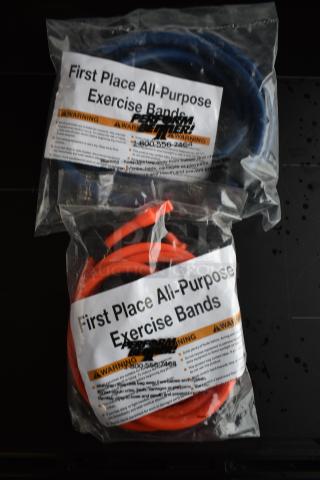 2 BRAND NEW! All Purpose Exercise Bands; Extra Heavy Blue and Medium Orange. 2 Times Your Bid!