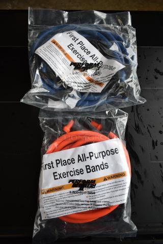 2 BRAND NEW! All Purpose Exercise Bands; Extra Heavy Blue and Medium Orange. 2 Times Your Bid!