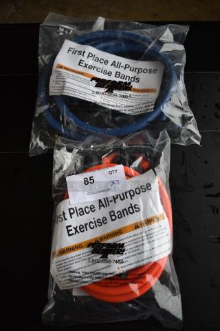 2 BRAND NEW! All Purpose Exercise Bands; Extra Heavy Blue and Medium Orange. 2 Times Your Bid!