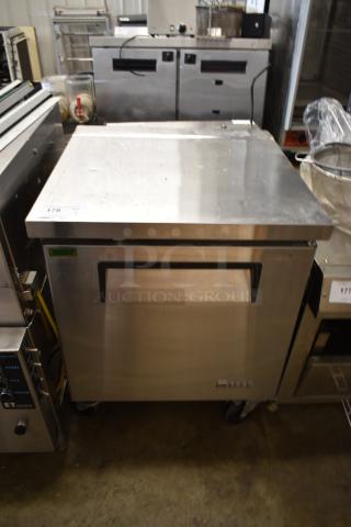 Turbo Air MWR-24S-N6 Stainless Steel Commercial Single Door Undercounter Cooler on Commercial Casters. 115 Volts, 1 Phase.