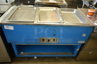 Duke DPAH-3HF M Metal Commercial Electric Powered 3 Bay Steam Table on Commercial Casters. 120 Volts, 1 Phase.