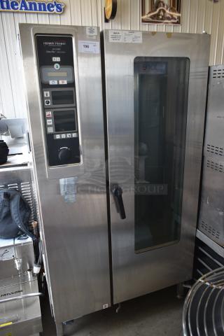Henny Penny LCG 20 Stainless Steel Commercial Natural Gas Powered Single Door Roll In Rack Oven.
