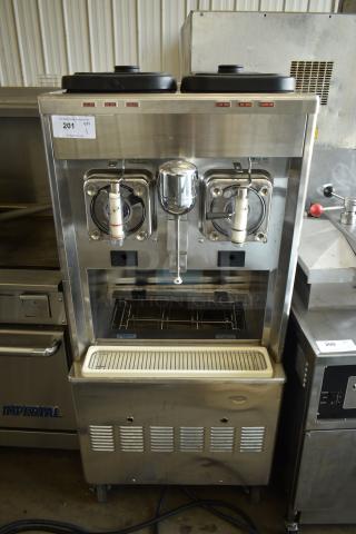 Taylor 342D-27 Stainless Steel Commercial Floor Style Air Cooled 2 Flavor Frozen Beverage Machine w/ Drink Mixer. 208-230 Volts, 1 Phase.