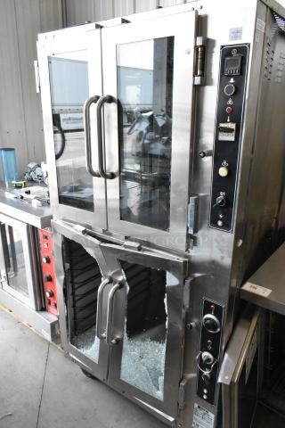 Doyon JAOP6 Stainless Steel Commercial Electric Powered Oven Proofer on Commercial Casters. See Picture for Broken Glass. 120/208 Volts, 3 Phase.