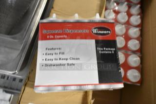 Case of 11 BRAND NEW! Packages of 6 Winware 8 oz Condiment Bottles.