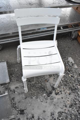 10 BRAND NEW SCRATCH AND DENT! Lancaster Table & Seating 427CALUSDWH White Powder Coated Aluminum Outdoor Side Chair. 10 Times Your Bid!