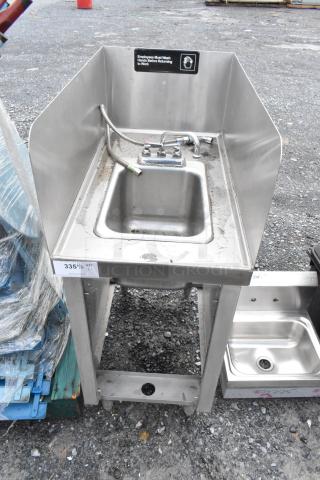 Stainless Steel Single Bay Sink w/ Faucet and Handles.