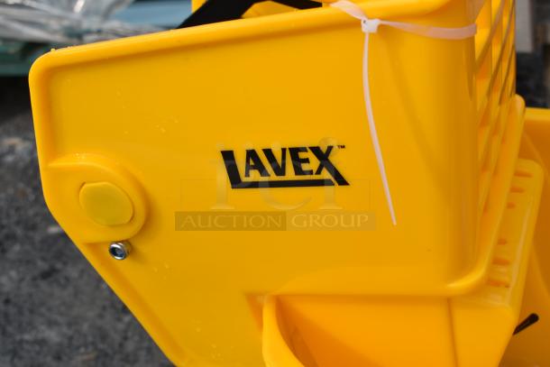 BRAND NEW SCRATCH AND DENT! 274MOPBCKTYE Lavex 35 Qt. Yellow Mop Bucket & Side Press Wringer Combo - Image 5 of 7