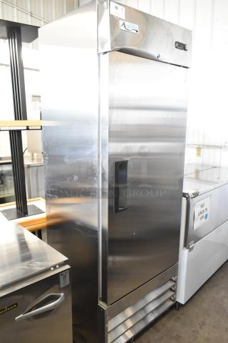 BRAND NEW SCRATCH AND DENT! 2025 Avantco 178A19RHC Stainless Steel Commercial Single Door Reach In Cooler on Commercial Casters. 115 Voltas, 1 Phase.