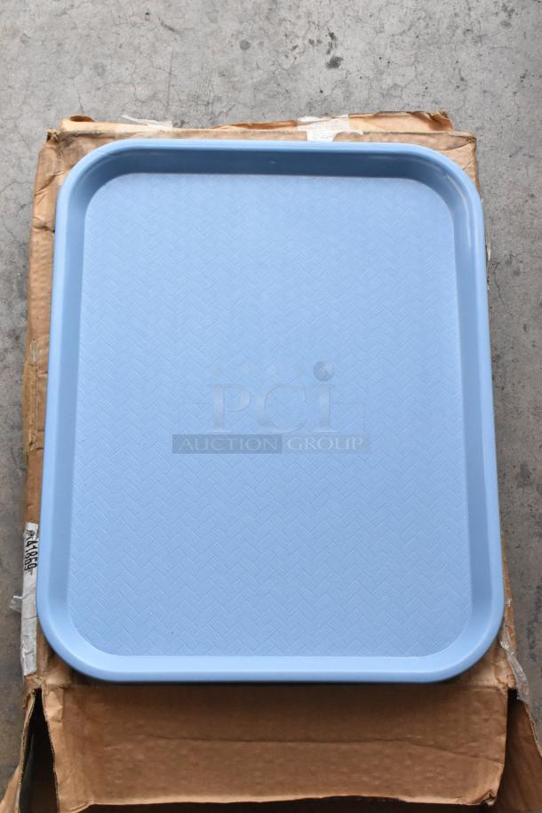 BRAND NEW SCRATCH AND DENT! Box of 12 Carlisle CT141859 Cafe 14" x 18" Slate Blue Standard Plastic Fast Food Tray - 12/Case - Image 1 of 7