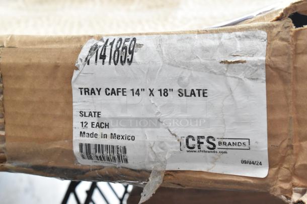 BRAND NEW SCRATCH AND DENT! Box of 12 Carlisle CT141859 Cafe 14" x 18" Slate Blue Standard Plastic Fast Food Tray - 12/Case - Image 7 of 7