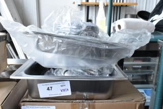 10 BRAND NEW SCRATCH AND DENT! Items Including Stainless Steel Drop In Bins and Lid. 10 Times Your Bid!
