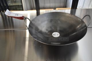 2 BRAND NEW SCRATCH AND DENT! Thunder Group IRWC006 14" Iron Mandarin Wok with Wood Handle. 2 Times Your Bid!