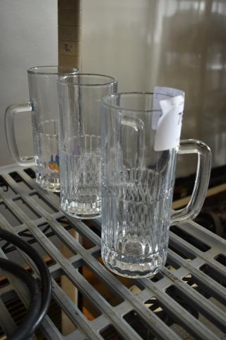 3 BRAND NEW SCRATCH AND DENT! Glass Tall Mugs. 3 Times Your Bid!