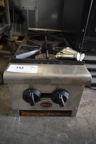 Wells Stainless Steel Commercial Countertop Natural Gas Powered 2 Burner Range.
