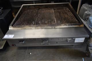 Vulcan VTEC36-1 Stainless Steel Commercial Countertop Natural Gas Powered Charbroiler Grill.