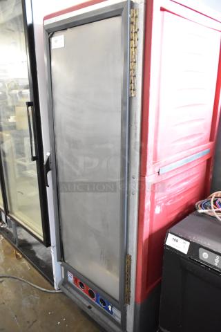 Metro C5 Metal Commercial Single Door Heated Holding Cabinet on Commercial Casters. 120 Volts, 1 Phase. Tested and Powers On But Does Not Get Hot