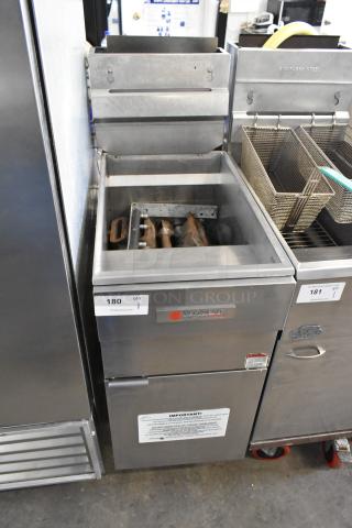Cecilware Pro Stainless Steel Commercial Floor Style Natural Gas Powered Deep Fat Fryer.