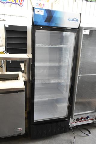 BRAND NEW SCRATCH AND DENT! KoolMore MDR-1GD-12C Metal Commercial Single Door Reach In Cooler Merchandiser w/ Poly Coated Racks. 115 Volts, 1 Phase. Tested and Powers On But Does Not Get Cold