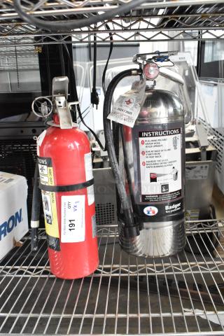 2 Items Including Badger Wet Chemical Fire Extinguisher and Advantage Fire Extinguisher. 2 Times Your Bid! Buyer Must Pick Up - We Will Not Ship This Item.