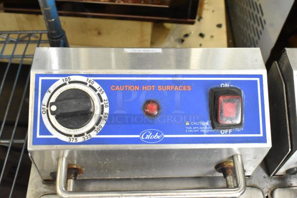 Globe PF32E Metal Commercial Countertop Electric Powered 2 Bay Fryer w/ 2 Metal Fry Baskets. 208-240 Volts. - Image 3 of 10