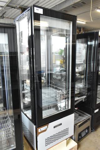 BRAND NEW SCRATCH AND DENT! Avantco 193GD4C15HCC Copper 4-Sided Glass Refrigerated Display Case Merchandiser on Commercial Casters. 115 Volts, 1 Phase. Tested and Working!