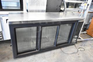 Beverage Air BB72HC-1-GS-B-27 Stainless Steel 3 Door Back Bar Cooler Merchandiser. 115 Volts, 1 Phase. Tested and Working!