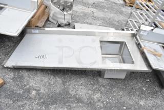 BRAND NEW SCRATCH AND DENT! Regency 600ST3072R Stainless Steel Commercial Tabletop w/ Sink Bay. No Legs.