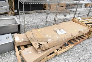 3 BRAND NEW SCRATCH AND DENT! Items Including 522ETSG30722 Steelton 30" x 72" 18 Gauge 430 Stainless Steel Work Table with Undershelf and 2" Rear Upturn. 3 Times Your Bid!