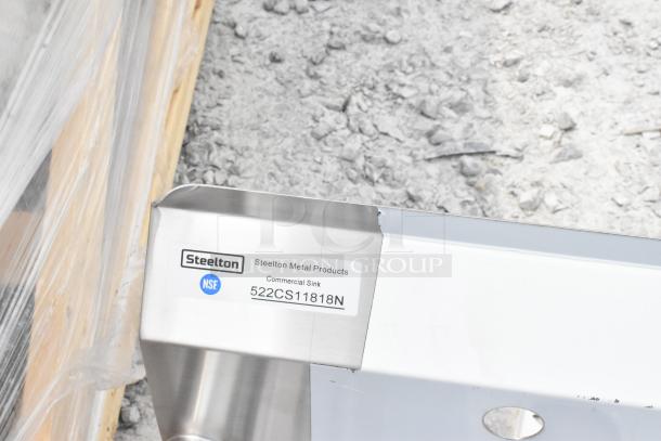 BRAND NEW SCRATCH AND DENT! Steelton 522CS11818N 23 1/2" 18-Gauge Stainless Steel One Compartment Commercial Sink without Drainboard - 18" x 18" x 12" Bowl. No Legs. - Image 4 of 6