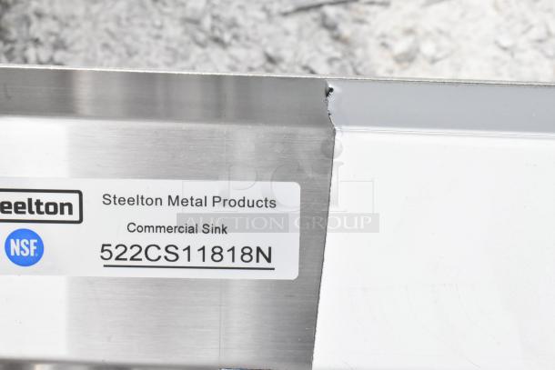 BRAND NEW SCRATCH AND DENT! Steelton 522CS11818N 23 1/2" 18-Gauge Stainless Steel One Compartment Commercial Sink without Drainboard - 18" x 18" x 12" Bowl. No Legs. - Image 6 of 6