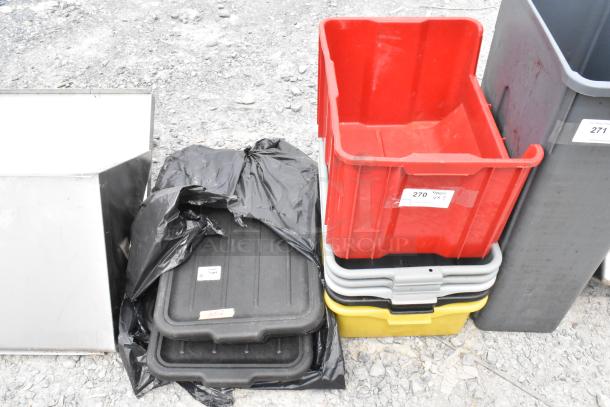ALL ONE MONEY! Lot of Poly Bus Bins and Lids - Image 1 of 4
