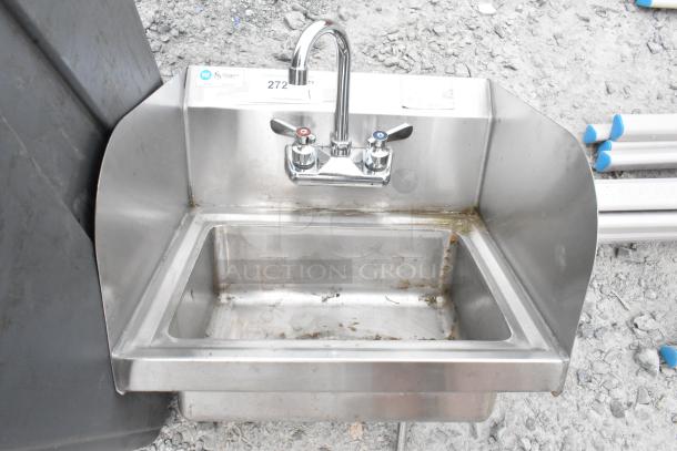 Klinger SPHS-1000 Stainless Steel Single Bay Wall Mount Sink w/ Faucet and Handles. - Image 1 of 5