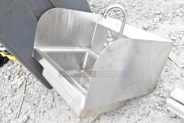 Klinger SPHS-1000 Stainless Steel Single Bay Wall Mount Sink w/ Faucet and Handles. - Image 2 of 5