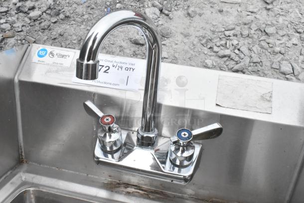 Klinger SPHS-1000 Stainless Steel Single Bay Wall Mount Sink w/ Faucet and Handles. - Image 4 of 5