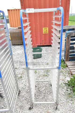 Channel Metal Commercial Pan Transport Rack on Commercial Casters.