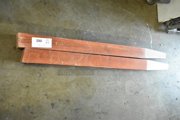 ALL ONE MONEY! Lot of 2 Wooden Legs. - Image 1 of 4