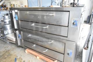 2 Bakers Pride Y-600 Stainless Steel Commercial Natural Gas Powered Single Deck Pizza Oven w/ Cooking Stones. 120,000 BTU. 2 Times Your Bid! - Item #1186239