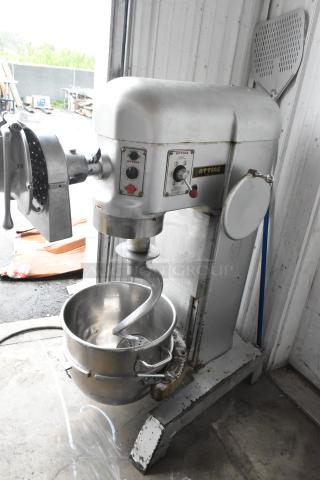 Attias USA60 Metal Commercial Floor Style 60 Quart Dough Mixer w/ Pelican Head, Mixing Bowl, and Dough Hook Attachment. 208 Volts, 1 Phase.