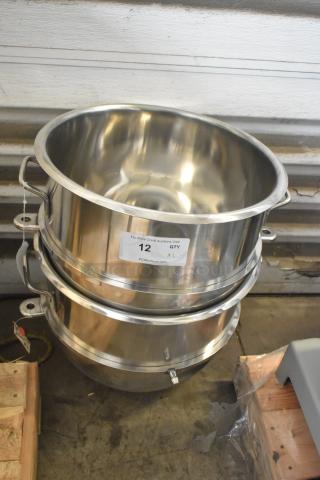 2 Globe XXBOWL-30 Stainless Steel 30 Quart Dough Mixer Bowls. 2 Times Your Bid!