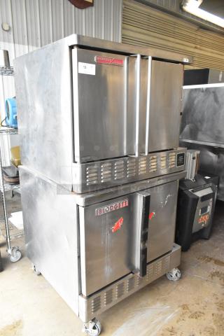 2 Blodgett Zephaire Stainless Steel Commercial Full Size Convection Oven w/ Solid Doors, Metal Oven Racks and Thermostatic Controls on Commercial Casters. 2 Times Your Bid!
