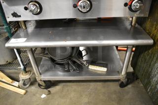 Stainless Steel Equipment Stand w/ Metal Under Shelf on Commercial Casters.