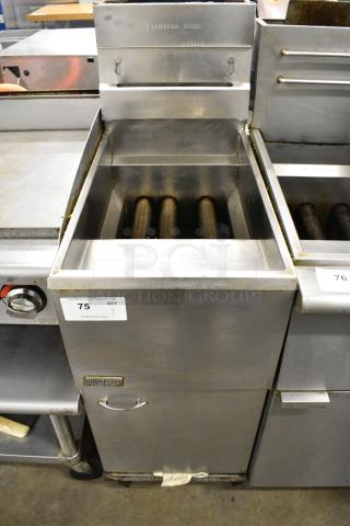 Pitco Frialator 35C Stainless Steel Commercial Floor Style Natural Gas Powered Deep Fat Fryer on Commercial Casters. 90,000 BTU.