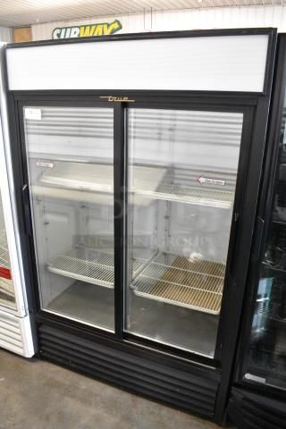 True GDM-45 Metal Commercial 2 Door Reach In Cooler Merchandiser w/ Poly Coated Racks. 115 Volts, 1 Phase.
