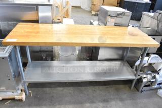 Wooden Table w/ Metal Under Shelf.