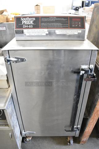 Southern Pride DH-65 Stainless Steel Commercial Electric Powered Smoker on Commercial Casters. 120/208 Volts, 1 Phase.