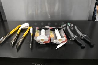6 BRAND NEW SCRATCH AND DENT! Items Including 2 Vollrath 4781250 Jacob's Pride® 12" Stainless Steel Scalloped Tongs with Yellow Coated Kool-Touch® Handle, 2 Pineapple Slicers, 2 Choice 6" Curved Stiff Boning Knife with Black Handle. 6 Times Your Bid!
